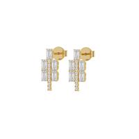 Boucles d'oreilles exquises pour femmes, serties de diamants de laboratoire taille émeraude de 1,88 CTW, en or rose 9 carats, accessoire de mode de luxe Art Déco