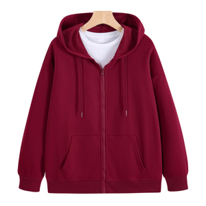 Unisex Cream Hooded Zip-Up Sweatshirt Oversized Fit Solid Color Casual Knitted Cotton Autumn Wear2027 - Product Image 3