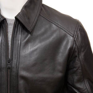Chaqueta de Hombre Personalizada de Cuero Genuino y Lona, Estilo Urbano, Invierno, Impermeable, Resistente al Viento, Transpirable, de Alta Calidad - Product Image 3