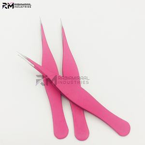 Pinza para cejas RMI, producto recién llegado, con punta plateada y recubrimiento en polvo rosa, nuevo diseño, puntiaguda. - Product Image 3