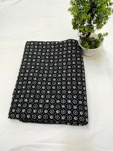 Eco-Friendly Black Hand Block Printed Cotton Fabric Traditional Geometric Sanganeri Print Dress <b>Material</b> <b>Sewing</b> Textile <b>for</b> Boys - Product Image 1