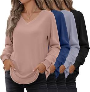 Hot Selling Classic Design Printed Denim/Corduroy Stylish Ladies' Casual Long Sleeved T-<b>Shirt</b> Winter - Product Image 1