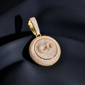 Luxury Moissanite Diamond Round <b>Initial</b> Pendant Cuban Link <b>Necklace</b> 925 <b>Silver</b> Rhodium Plated Hip Hop Unisex Statement Jewelry - Product Image 4