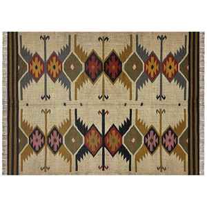 Tapis absorbants et antidérapants, tapis kilim en jute et laine tissés à plat sur mesure pour salon, chambre et bureau - Product Image 3