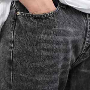 Jeans en denim noir ciré personnalisé DENIM, coupe évasée, empilés, pour hommes - Product Image 6