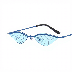Small-Frame Leaf-Shaped Arrival Distinctive Beveled-Edge Rimless Trendy European & American Style Dance Party <b>Sunglasses</b> - Product Image 4