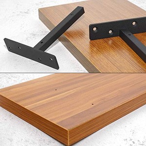 Mango Wood <b>Floating</b> Wall <b>Shelf</b> Black <b>Brackets</b> Wholesale India | Modern Home Storage - Product Image 5