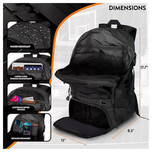 Premium <b>Black</b> Gym Bag with Ball and Shoe Compartment Large Capacity Basketball Sports Training <b>Backpack</b> Durable <b>Waterproof</b> - Product Image 2