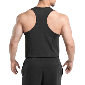 Débardeur pour hommes grande taille, sans couture, coupe ajustée, longueur standard, respirant, en polyester/coton, design jacquard - Product Image 2