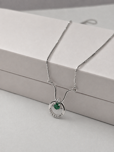 Collier pendentif cercle en argent sterling 925 avec CZ bleu et design ondulé moderne pour femmes - Product Image 3