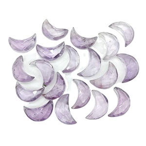 Pink Amethyst Faceted Crescent Moon Shape Gemstone Jewelry Making 12mm, Loose <b>Hand</b> Carved Amethyst Carving Moons Briolette Beads - Product Image 1