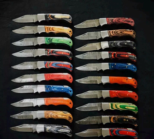 Cuchillo Plegable de Bolsillo de Acero de Damasco Forjado a Mano 2026, Mango de Acero de Damasco, Hoja de Alta Durabilidad con Punta Caída 58HRC para Exteriores - Product Image 1