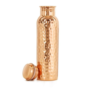 Botella de agua de cobre puro martillado, recipiente de cobre hecho a mano para la salud y contra bacterias, frasco metálico ecológico a prueba de fugas para yoga - Product Image 4