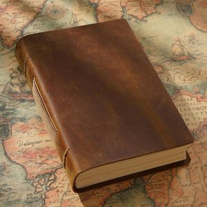 Sheets(400Pages) Kraft Paper Sketchbook Notepad Holders Genuine Leather Sewing Hardcover Travel <b>Writing</b> <b>Journal</b> Dairy Gift - Product Image 3