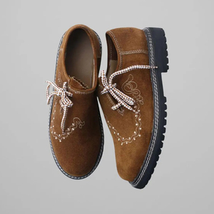 Proveedor Mayorista de Zapatos Oxford de Gamuza Marrón para Hombre con Cordones, Puntera Bordada y Suela de Goma Gruesa, Estilo Folclórico - Product Image 6