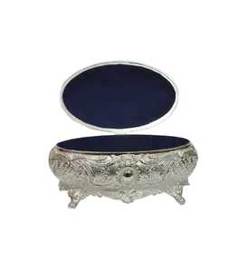 Vintage Gold Metal Jewelry <b>Box</b> Embossed Pattern Rectangular Keepsake Storage Container Lidded <b>Trinket</b> Organizer Chest <b>Box</b> - Product Image 3