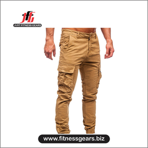 กางเกงคาร์โก้ลำลองเอวยางยืดบุขนแกะกันยับสำหรับผู้ชาย JUST FITNESS GEARS ผลิตจากโพลีเอสเตอร์/ผ้าฝ้ายผสม แห้งเร็ว ระบายอากาศได้ดี - Product Image 3