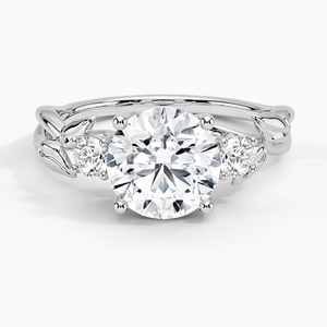 Bague BOJ 028 en argent 925, coupe ronde, motif soufflet de saule, trois pierres, diamant 2 carats couleur D VVS1, moissanite certifiée GRA, prix bas - Product Image 1