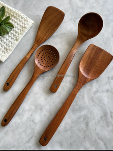 Ensemble cuillère et fourchette en bois de bambou fabriqué à la main pour servir et cuisiner des couverts de mariage disponibles en différents modèles - Product Image 3