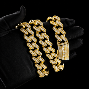 Collar de Cadena Cubana Personalizado en Oro de 14K con Moissanita, Corte Brillante Redondo, Engaste de Diamantes en Canal, Unisex, para Uso Diario - Product Image 5