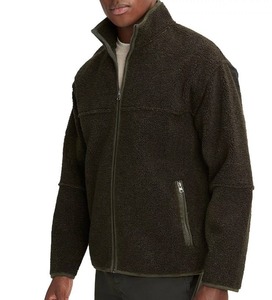 Men's Full Zip Sherpa Fleece <b>Jacket</b> Stand Collar Solid Color Breathable Casual <b>Winter</b> Outerwear Regular Fit Polyester Material - Product Image 5