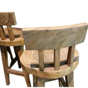 เก้าอี้บาร์ไม้สักแข็งแรงทนทาน  แบบพื้นผิวธรรมชาติ  เบาะไม้แผ่นเดียว  เก้าอี้บิสโทรสำหรับร้านกาแฟ ร้านอาหาร และเลานจ์โรงแรม - Product Image 5