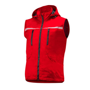 Custom Red Casual Breathable Sleeveless Hooded Vest for Men | Lightweight Fitness & Training Softshell Dog <b>Trainer</b> Vest - Product Image 4