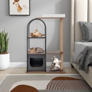 Árbol para Gatos con Plataforma Superior y Cama, 47 Pulgadas de Alto, Estructura Metálica, Rascador para Gatos - Product Image 2