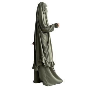 Ensemble de prière Nida Jilbab 2 pièces avec jupe, robe longue Khimar turque, de Dubaï, d'Arabie Saoudite, vente en gros, vêtements islamiques modestes pour femmes et jeunes filles musulmanes - Product Image 3