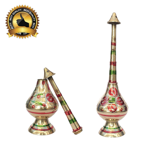 Aspersor de Agua de Rosas Gulab Pash de Latón con Acabado Esmaltado Decorativo, Recipiente Tradicional de Cuello Largo - Product Image 5