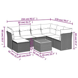 Ensemble de canapés de patio en polyrotin noir 8 pièces avec coussins, mobilier d'extérieur élégant - Product Image 3