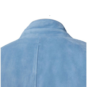 <b>Men's</b> Blue Suede Zip Up Jacket Stand Collar Casual <b>Leather</b> <b>Coat</b> - Product Image 4