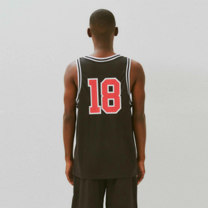 Men's Black <b>Mesh</b> Basketball Jersey With <b>Rhinestone</b> Lettering Sleeveless Tank <b>Top</b> Breathable Sportwear Regular Fit - Product Image 5