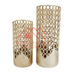 Jarrones de aluminio con acabado en oro rosa para centros de mesa de boda, último diseño, jarrones de flores con forma de cilindro de Metal, superventas - Product Image 2