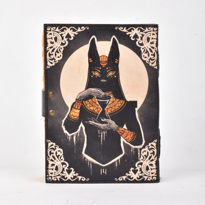 A5 Ancient Myth Inspired Jackal Deity Diary Notebook 100 Pages <b>Lock</b> Journal Egyptian Style Premium Durable Cover Gift Stationery - Product Image 3