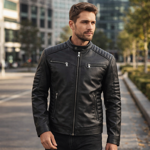 Chaqueta de Cuero Original Personalizada para Hombre, Chaqueta de Motociclista Clásica de Cuero Vacuno, Abrigo de Motocicleta de Cuero Auténtico, Ropa de Abrigo Cálida para Invierno, OEM - Product Image 2