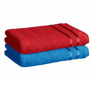 Bath <b>Towel</b> Set Solid Color <b>Red</b> Rectangle Woven Cotton Home Use Adult Size - Product Image 2