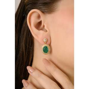 18K White Gold Double Halo Cluster Hoop Earrings with Sapphire Ruby and Pearl Accents - Product Image 4