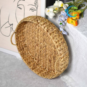 Handcrafted WATER HYACINTH TRAY FRUIT STORAGE BASKET with Handles Kitchen Bathroom Organizer Tray - Product Image 4