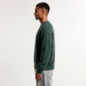 Pull en mohair pour homme, 100% laine acrylique, col rond, pull uni pour l'hiver, anti-boulochage, manches longues, pull pour homme - Product Image 3