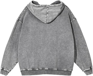 เสื้อฮู้ดซิปผู้ชายไซส์ใหญ่ สีพื้น ผ้าฝ้ายเฟรนช์เทอร์รี่ แจ็คเก็ตมีฮู้ดลำลอง มีกระเป๋าจิงโจ้ เหมาะสำหรับใส่ในฤดูใบไม้ร่วง - Product Image 5