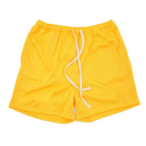 <b>Men's</b> <b>Yellow</b> Solid Mesh Drawstring <b>Shorts</b> Breathable Casual Sport <b>Short</b> Mid Waist Polyester Material - Product Image 1