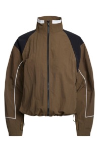 Blouson à capuche marron avec fermeture éclair, coupe-vent en polyester tissé, idéal pour l'automne - Product Image 1