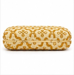 Pochette élégante pour femme avec perles, motif géométrique, broderie dorée, sac à main pour mariage et soirée, sans bandoulière, fermeture à verrou - Product Image 6