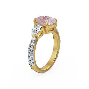 Anillo de Compromiso de Moissanita con Corte de Pera y Piedras Laterales Brillantes, Chapado en Oro, Anillo de Lujo para Regalo de Boda y Aniversario para Mujer - Product Image 4