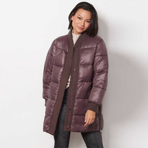 Breathable Eco-Friendly Winter Best Selling Wholesale Cotton Knitted Embroidery Hooded Designer Custom Women Puffer Jacket Wool - Product Image 2
