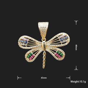 สร้อยคอจี้รูปแมลงปอประดับเพชรโมอิสซาไนต์หลากสีชุบทอง 18K สุดหรู - Product Image 4