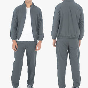 Veste de survêtement grise pour homme avec fermeture éclair intégrale, col montant, poches latérales, respirante, décontractée, coupe classique, saison printemps - Product Image 6