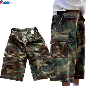 Pantalones Cortos Cargo de Camuflaje Vintage para Hombre, 100% Algodón, Ecológicos, de Secado Rápido, Transpirables, de Cintura Alta, con Parches Lavados - Product Image 4