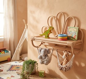 Étagère murale en rotin artisanal en forme de fleur avec panier de rangement tressé, étagère flottante décorative bohème pour chambre à coucher, salon - Product Image 5